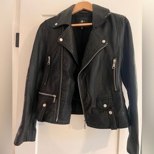 7 For all mankind genuine leather jacket black silver hardware vintage small